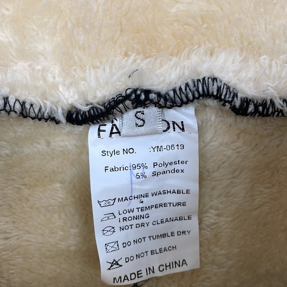 Fashion lined pants women's Small faux fur tapered sherpa ankle black pants - Picture 8 of 9